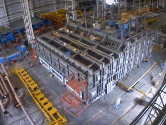 timelapse video of the erection of a walking beam furnace